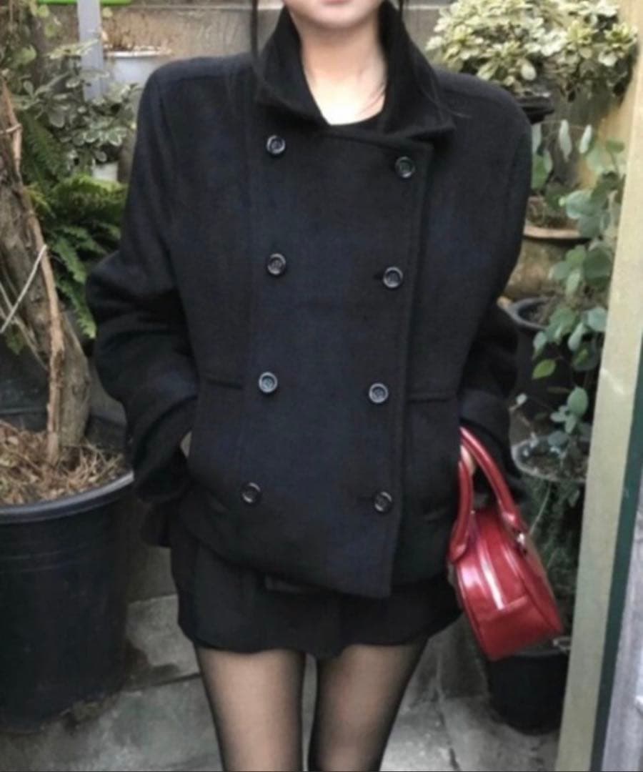 semplice ダブルブレストショートコート - メルカリ