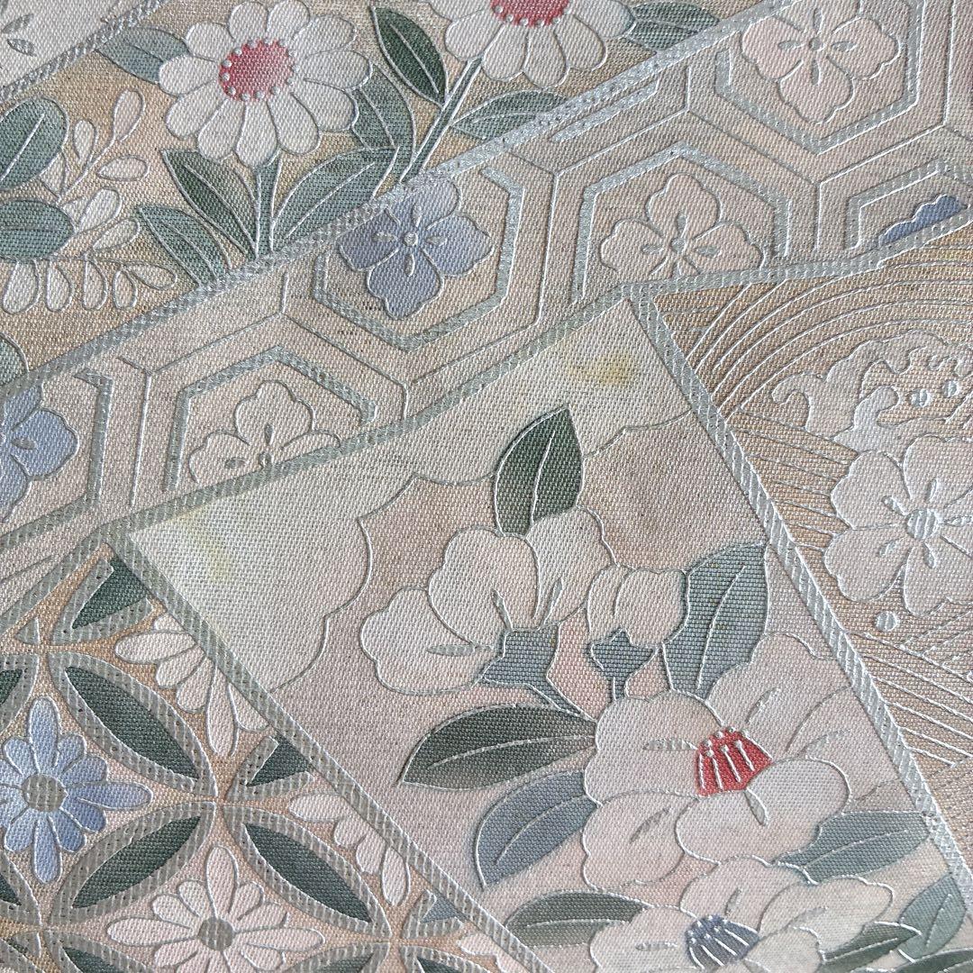 色無地 フルセット 着物 正絹 しつけ糸付き ホワイトグレー 一つ紋 G4