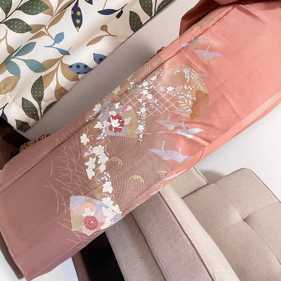 オレンジ 友禅 4点 フルセット 訪問着 入学式 卒業式 入園式 春 秋 冬