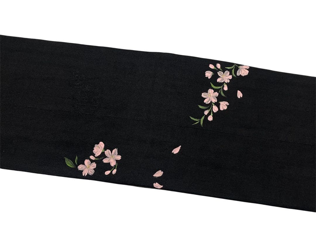 源如繻子アンティーク名古屋帯◇黒地 雲取りに枝垂れ桜とツバメ - メルカリ