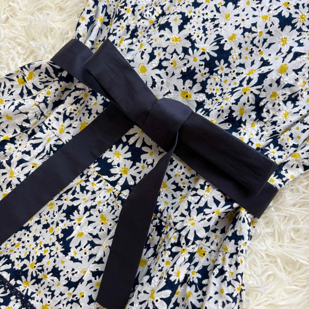 美品】エムズグレイシー リボン フレアワンピース ティアード 花柄