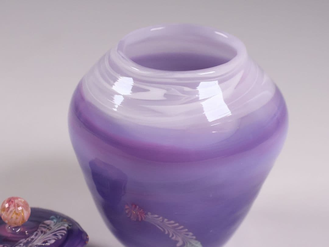 茶道具 船越美智代 ガラス茶入 ギヤマン 硝子 紫 マーブル【CM341