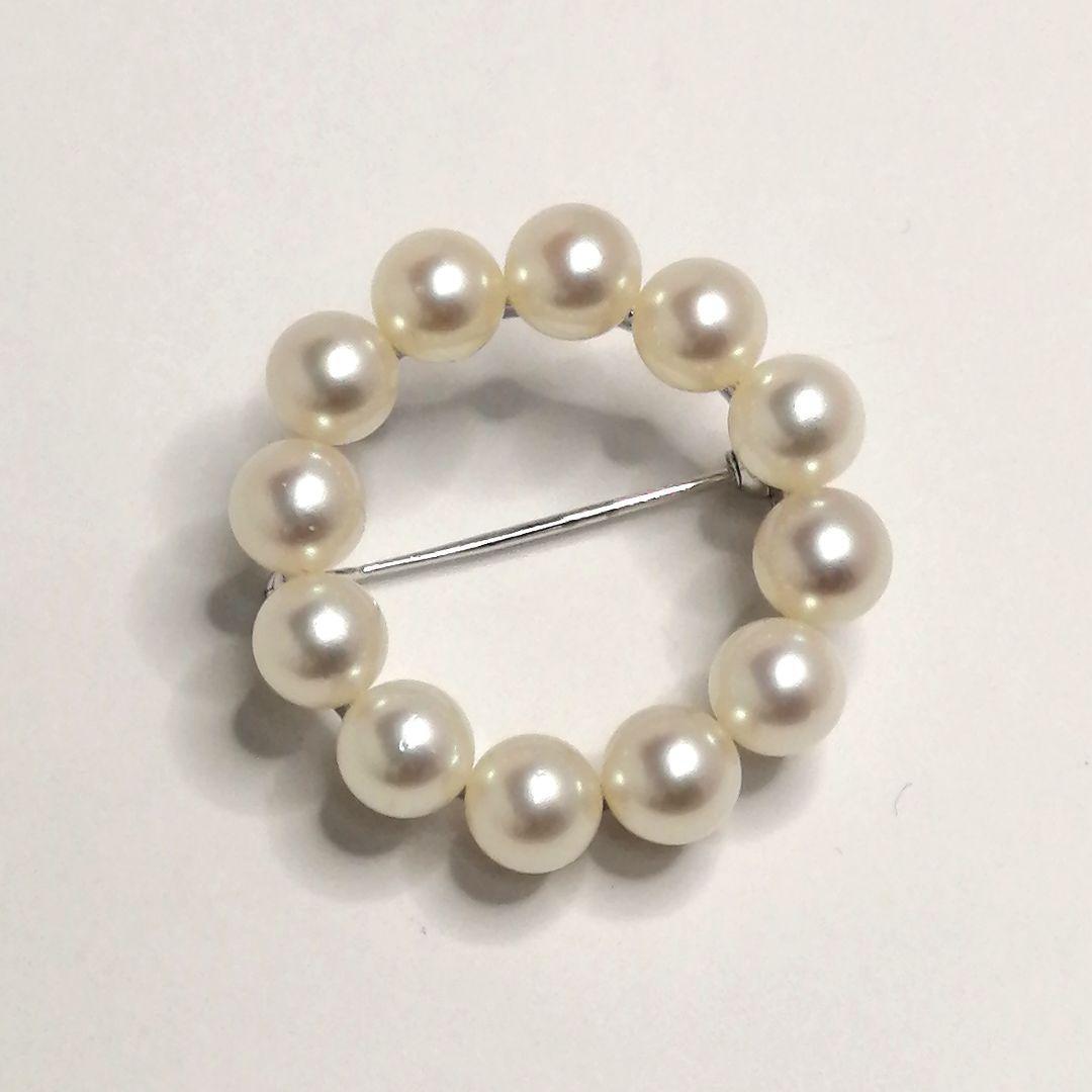 極美品✨TASAKI　アコヤ真珠　ブローチ　サークル　刻印　6.5mm　3cm