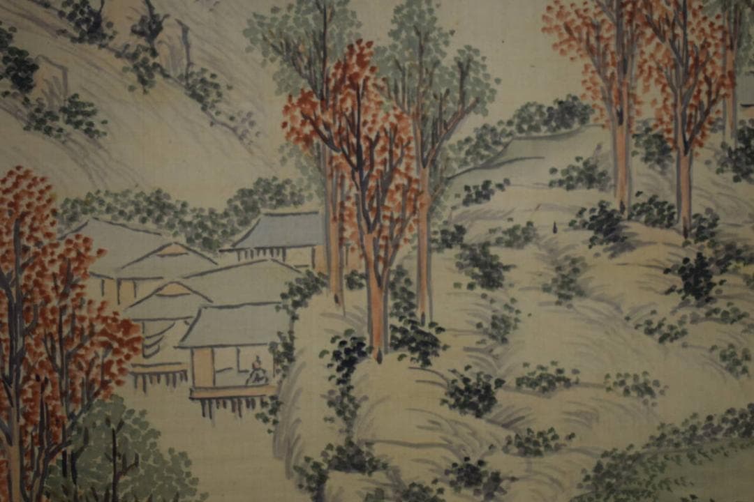 真作/有竹田世美/山水山村人物図/布袋屋掛軸HJ-220 真作/山内信一/瀑布図/布袋屋掛軸HG-306 真作/六華/山水人物図/布袋屋