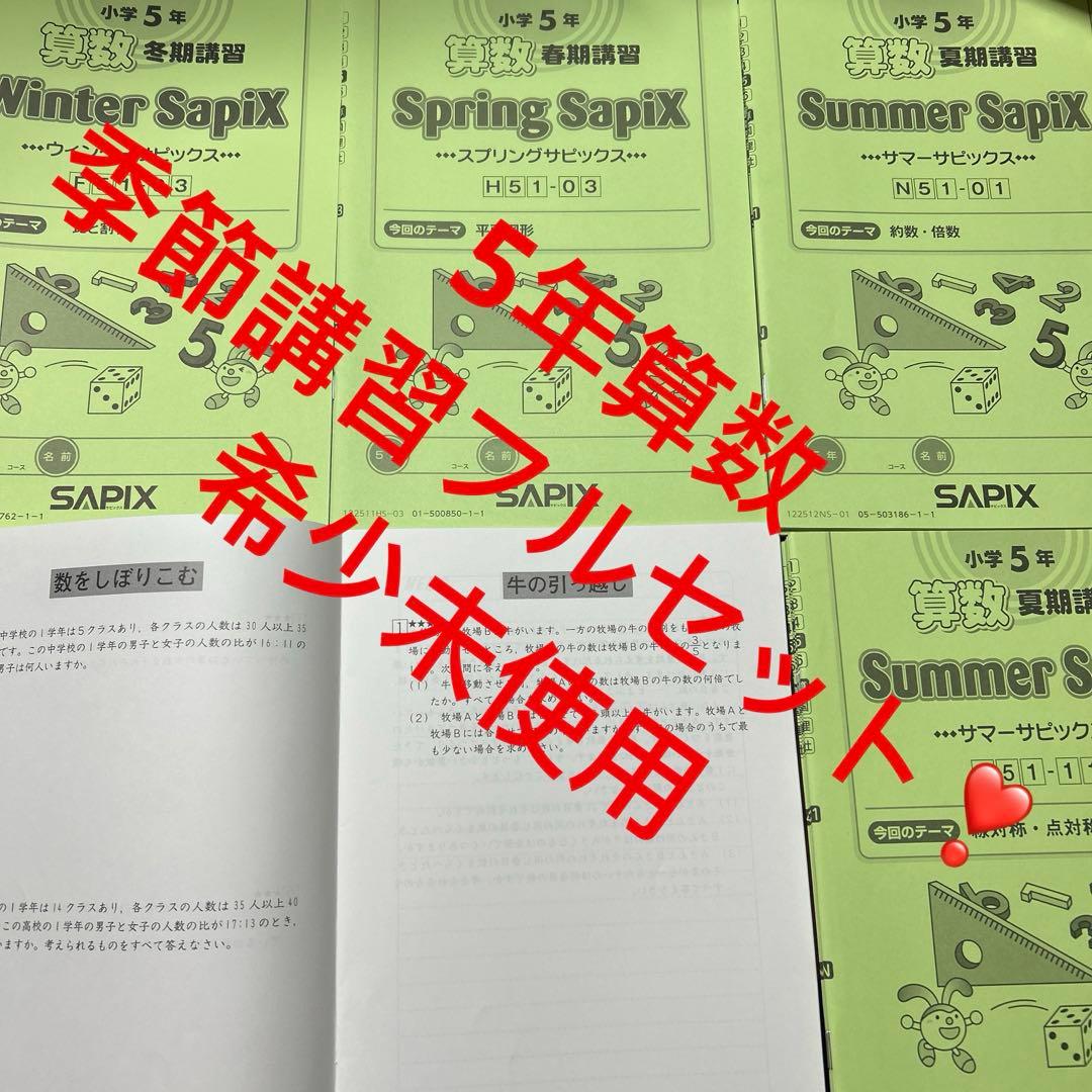 ㉒AA 未使用❣️SAPIXサピックス　5年　算数　季節講習　フルセット 2026年最新】Sapix 5年 夏期講習の人気アイテム - メルカリ