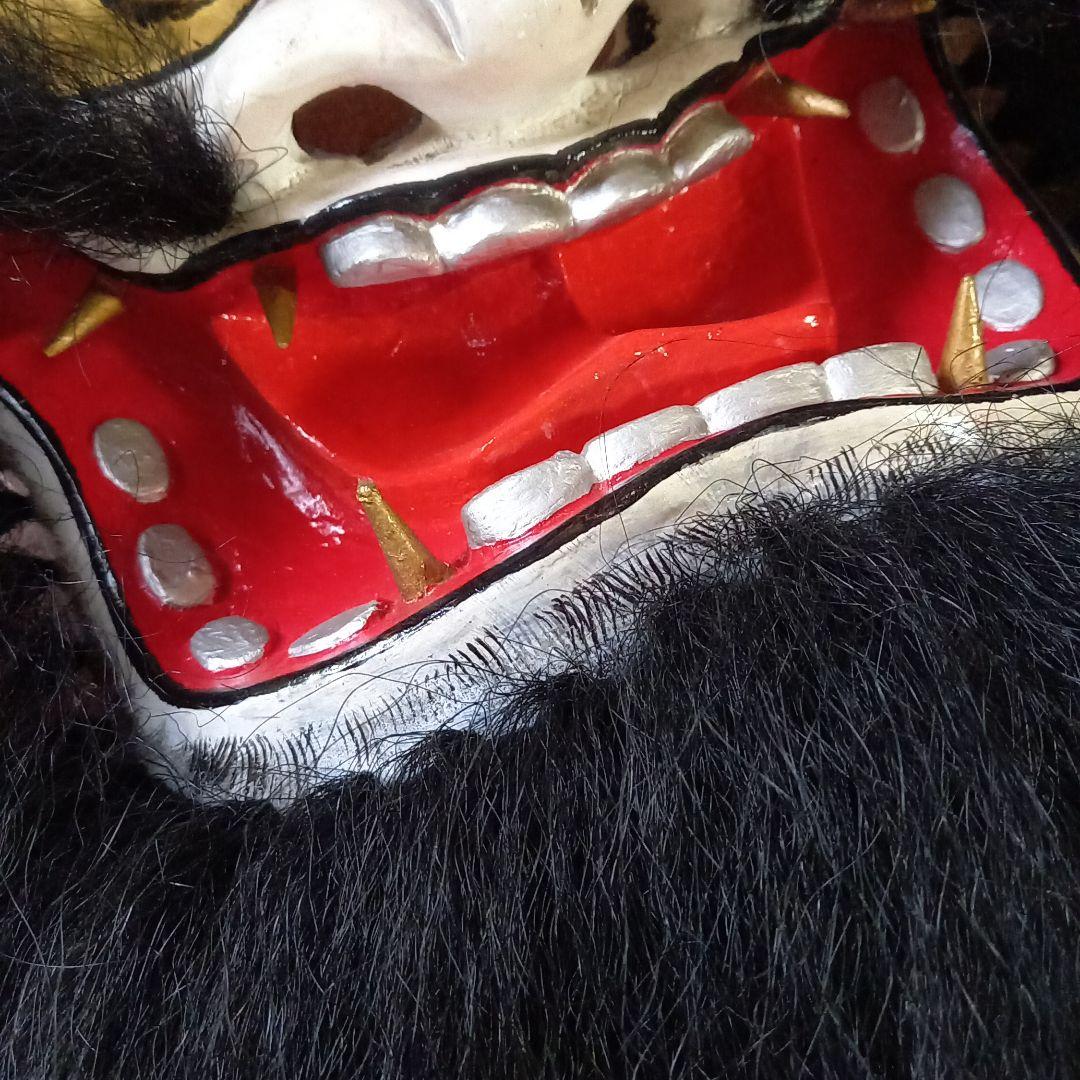 能面 神楽面 鬼 木彫り 作家物 民芸 木彫り神楽面 鬼 鬼の神楽面