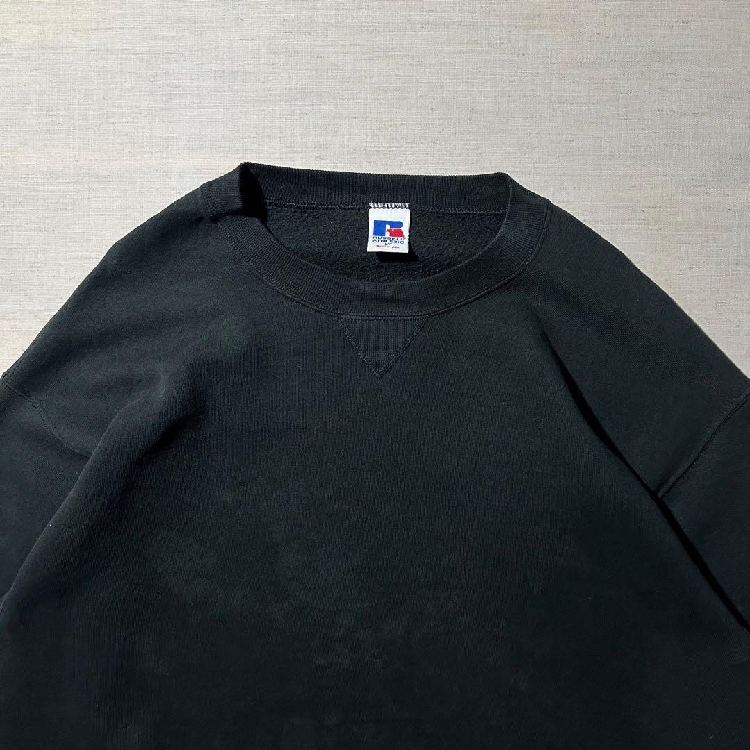 90s USA製 ラッセル 無地 スウェット プレーン フェードブラック LT