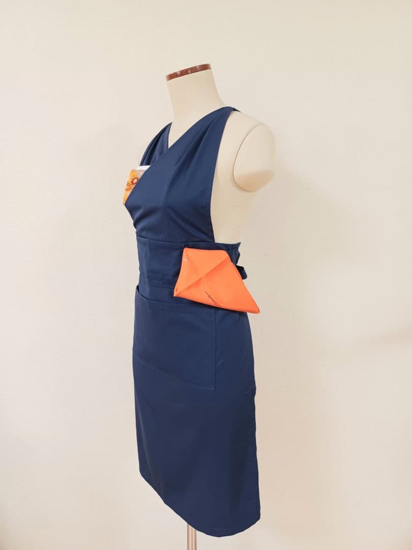 オーダー】茶道 稽古着エプロン ネイビー