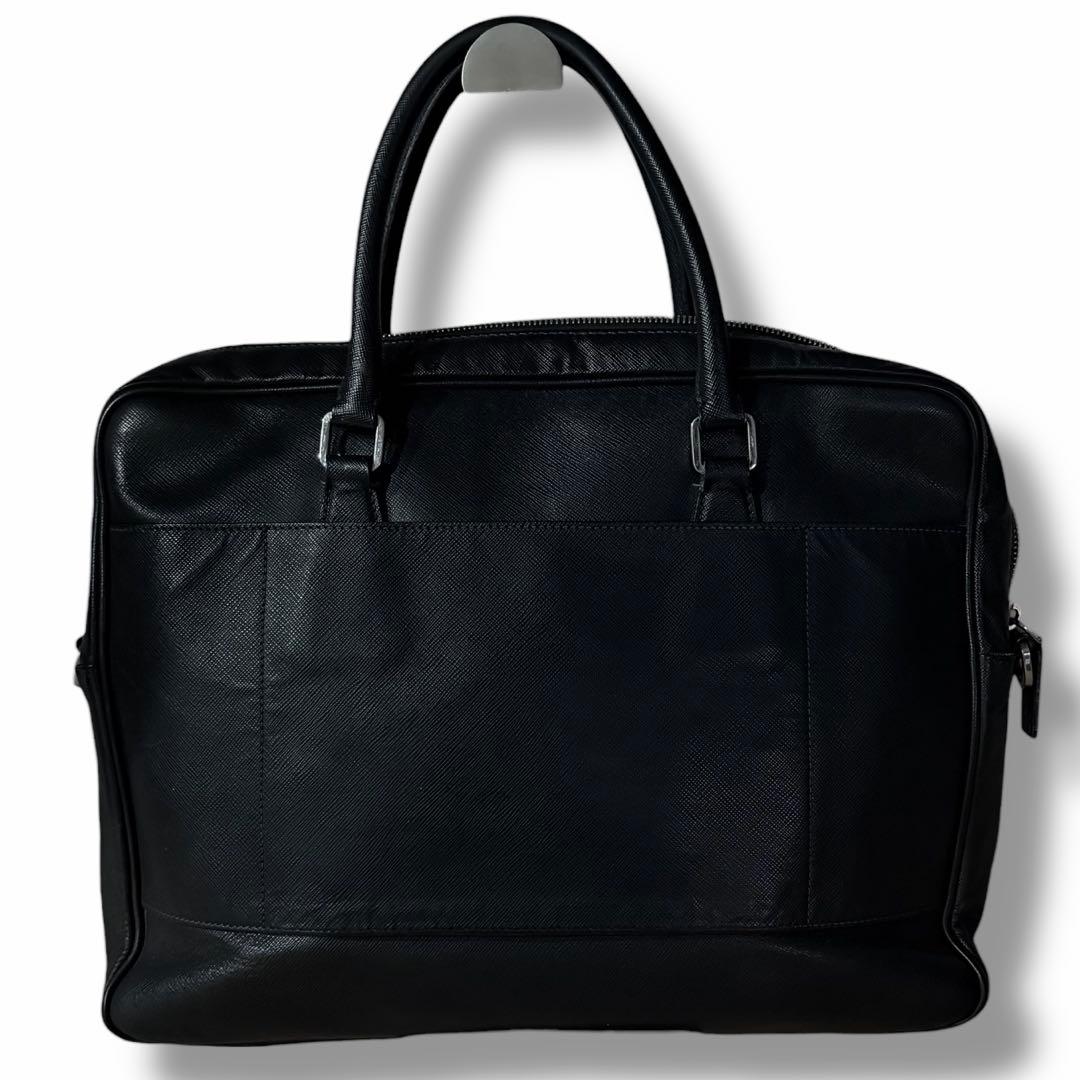 良品 PRADA プラダ サフィアーノ レザー ビジネス バッグ A4 ロゴ 黒