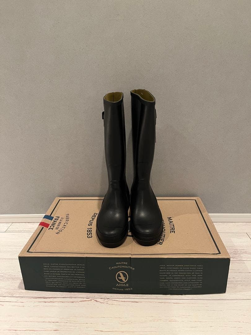エーグル AIGLE メンズレインブーツ 25.5cm ブラック 新品箱あり