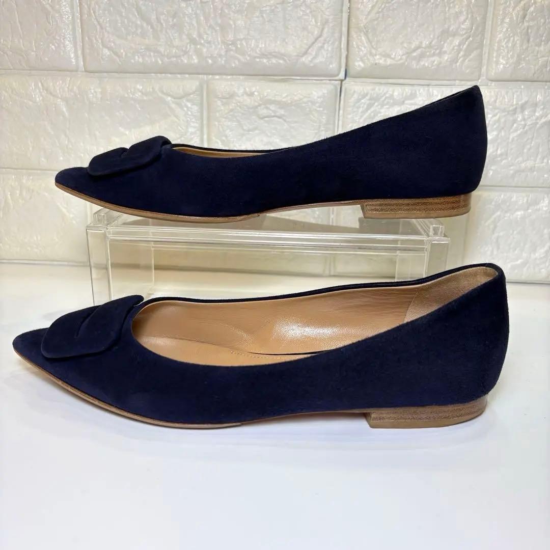 PELLICO ネイビー スエード フラットシューズ 21.5cm