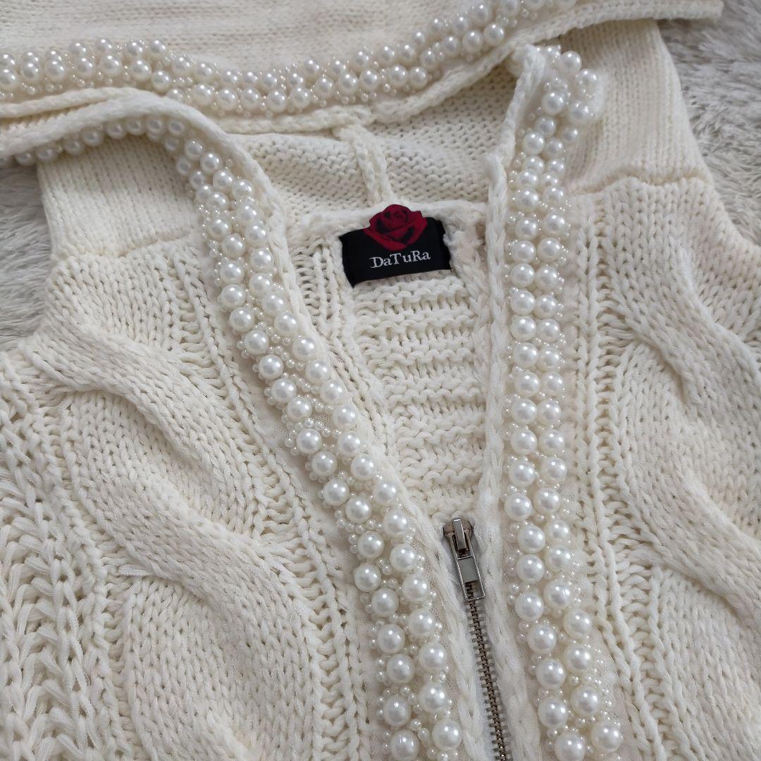 希少 ダチュラ ドルマン パール ケーブルニット アウター 平成 ギャル