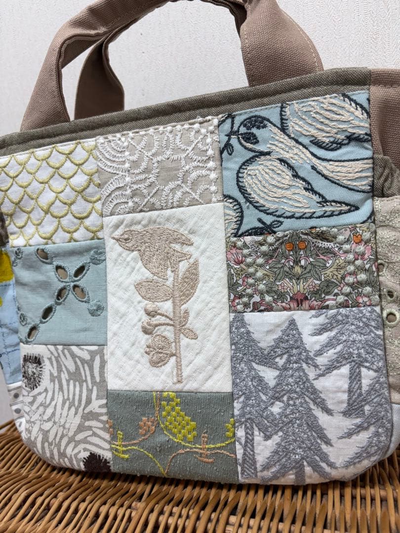 ミナペルホネン＊パッチギャザポケファスナートートL✂️ハンドメイド