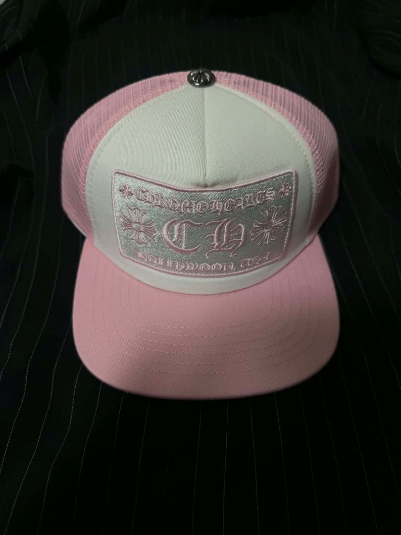Chrome Hearts トラッカーキャップ ピンク/ホワイト CHROME HEARTS クロムハーツ（原本無） TRUCKER CAP パッチ クロス