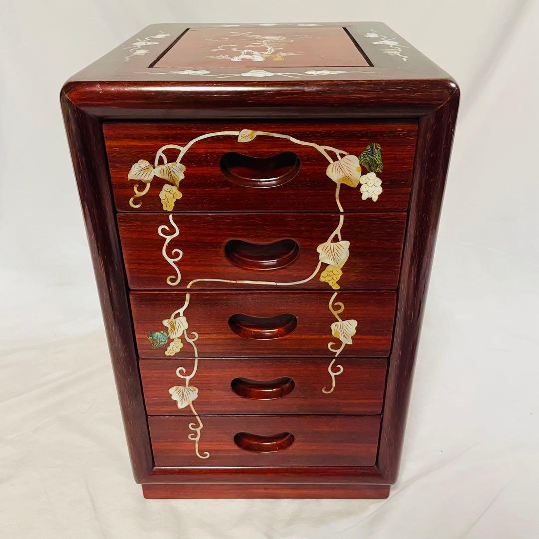 螺鈿家具 螺鈿細工 唐木 引き出し 五段 チェスト - メルカリ