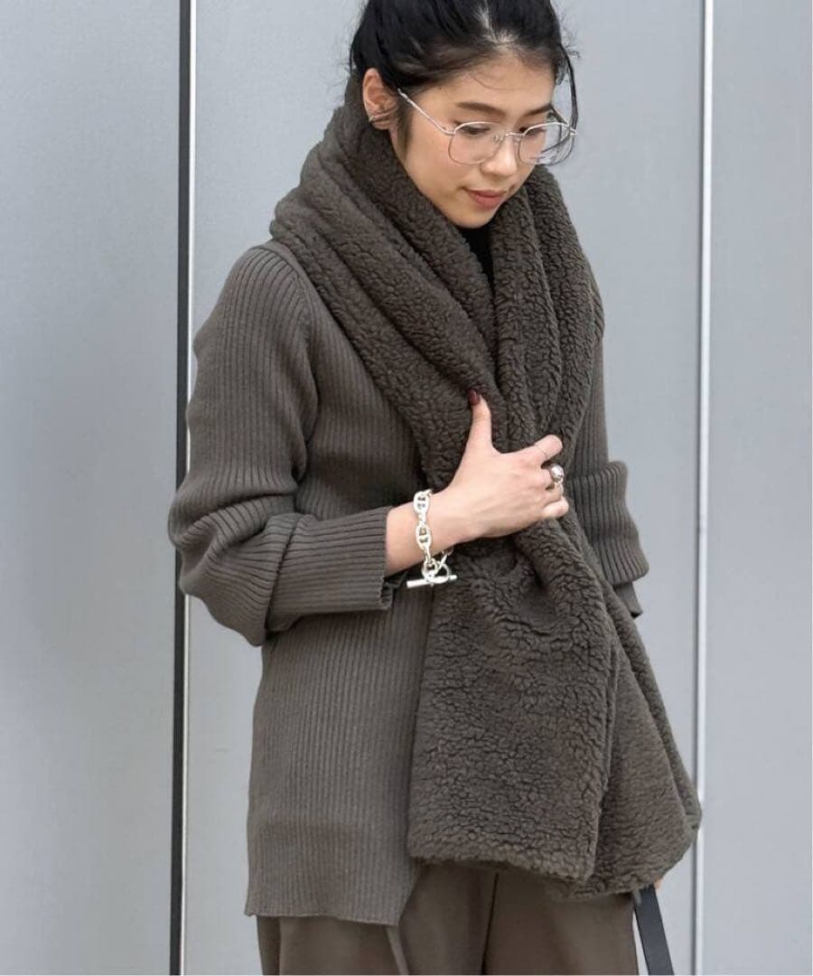 AP STUDIO THROW スロー ボアショール 別注色 カーキ 美品