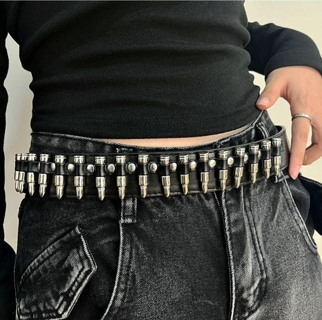 弾丸 スタッズ ベルト 黒 ロック パンク V系 ハードコア Y2K グランジ