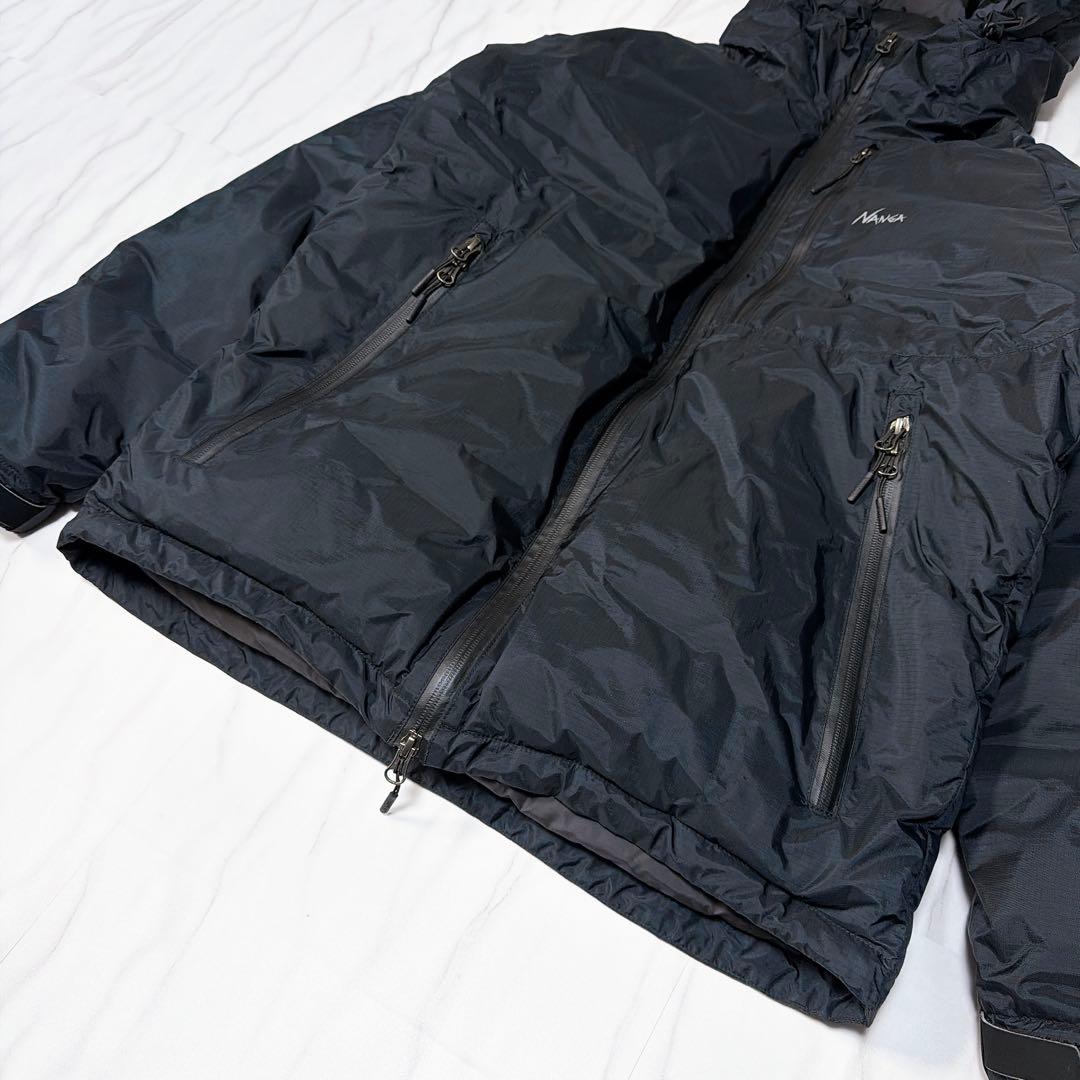 《美品》ナンガ オーロラテックス ダウンジャケット フード ブラック Lサイズ