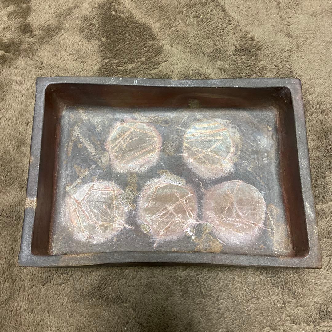 備前焼 大型 水盤 花器 角鉢 華道 生花 34.5センチ - メルカリ