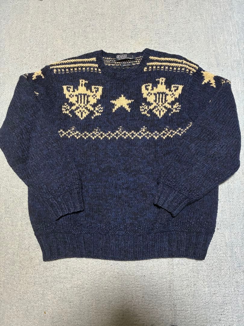 【激レア】ラルフローレン 90s ニット サンダーバード 手編み 激レア】ラルフローレン 90s ニット サンダーバード 手編み - メルカリ