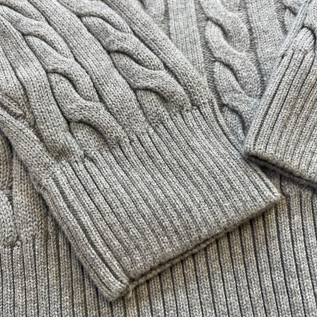 新品 正規品 ラルフローレン ケーブルニット セーター グレー L QRタグ