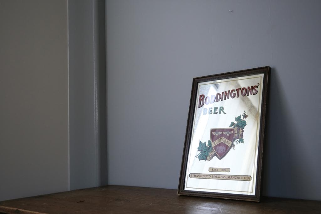 英国アンティークBoddingtonsパブミラー鏡ウォールミラー89-194-1