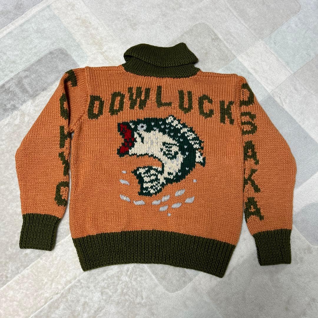 EVISUエヴィスカウチンセーターヴィンテージブラックバス柄ニット