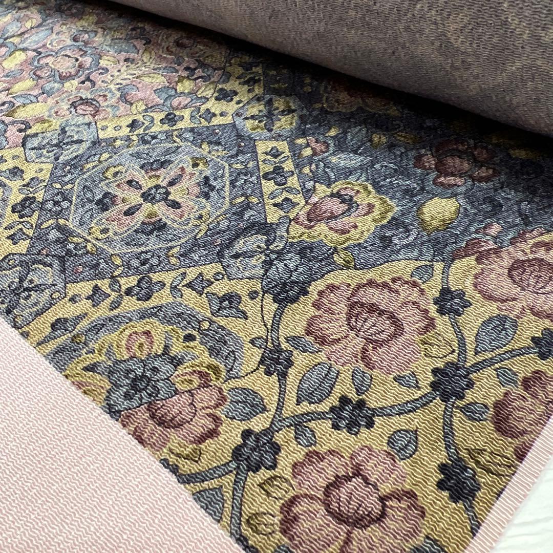 高級ちりめん】 更紗模様 反物 正絹 ピンク 着物 - メルカリ