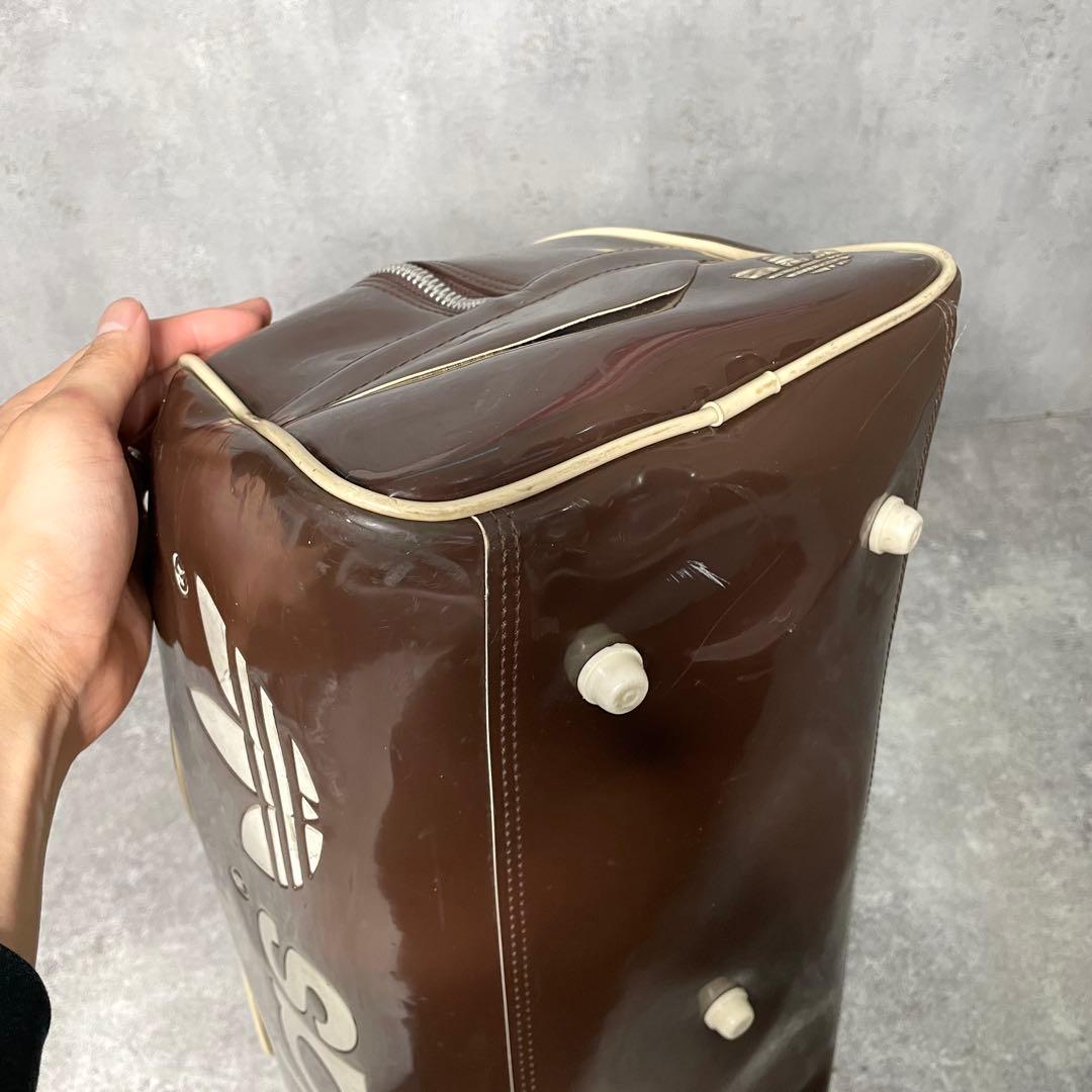 激渋80s vintage adidas エナメル ボストンバック ブラウン】 - メルカリ