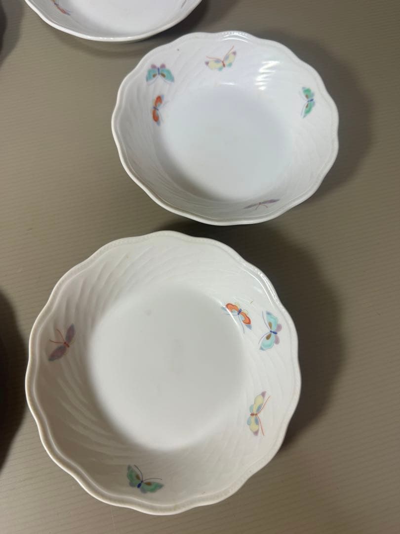 2143 深川製磁 蝶文 皿3客 鉢3客
