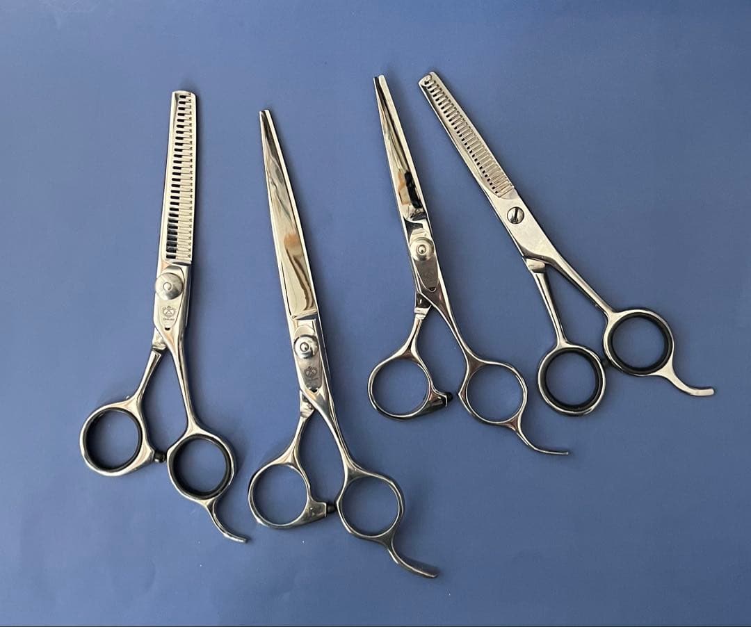 トリマー/美容 ハサミ　4本セット　OHKAN OHKAN HC14（7.0インチ）理容師用 トリミング用 セルフカット用 中古