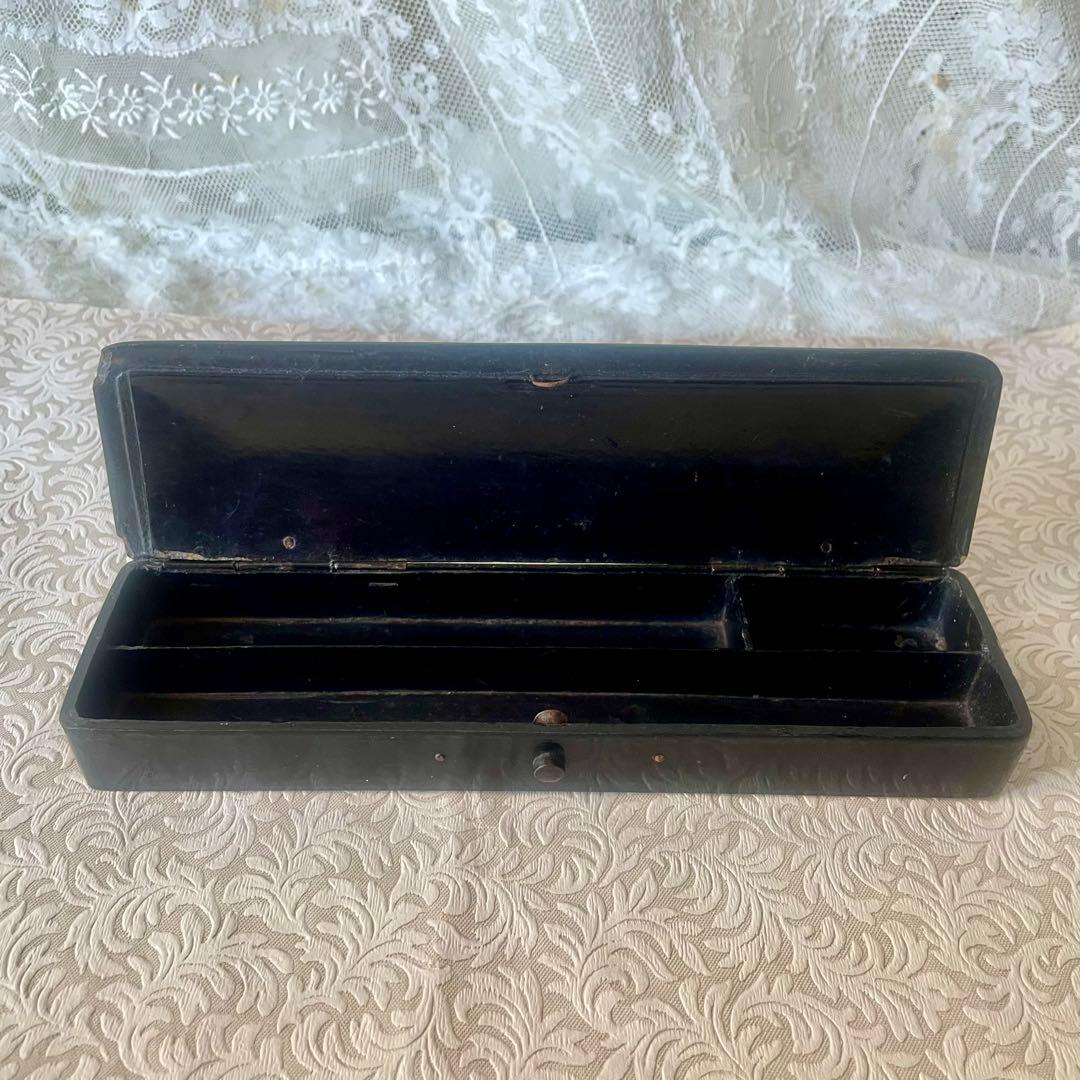 パピエマシェ小鳥柄ペンケース 筆箱 フランスアンティーク 雀 スズメ