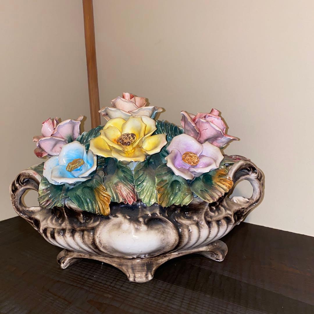 アンティーク　イタリア陶花の置物 楽天市場】陶花 置物 陶器 花 イタリア オーナメント クラシック