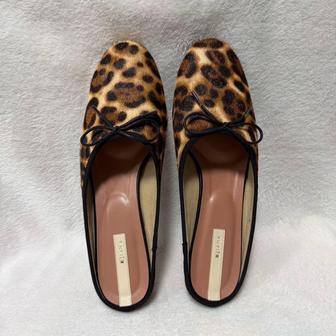 試着のみ】DIANAフラットシューズ ハラコ レオパード 23cm Mサイズ