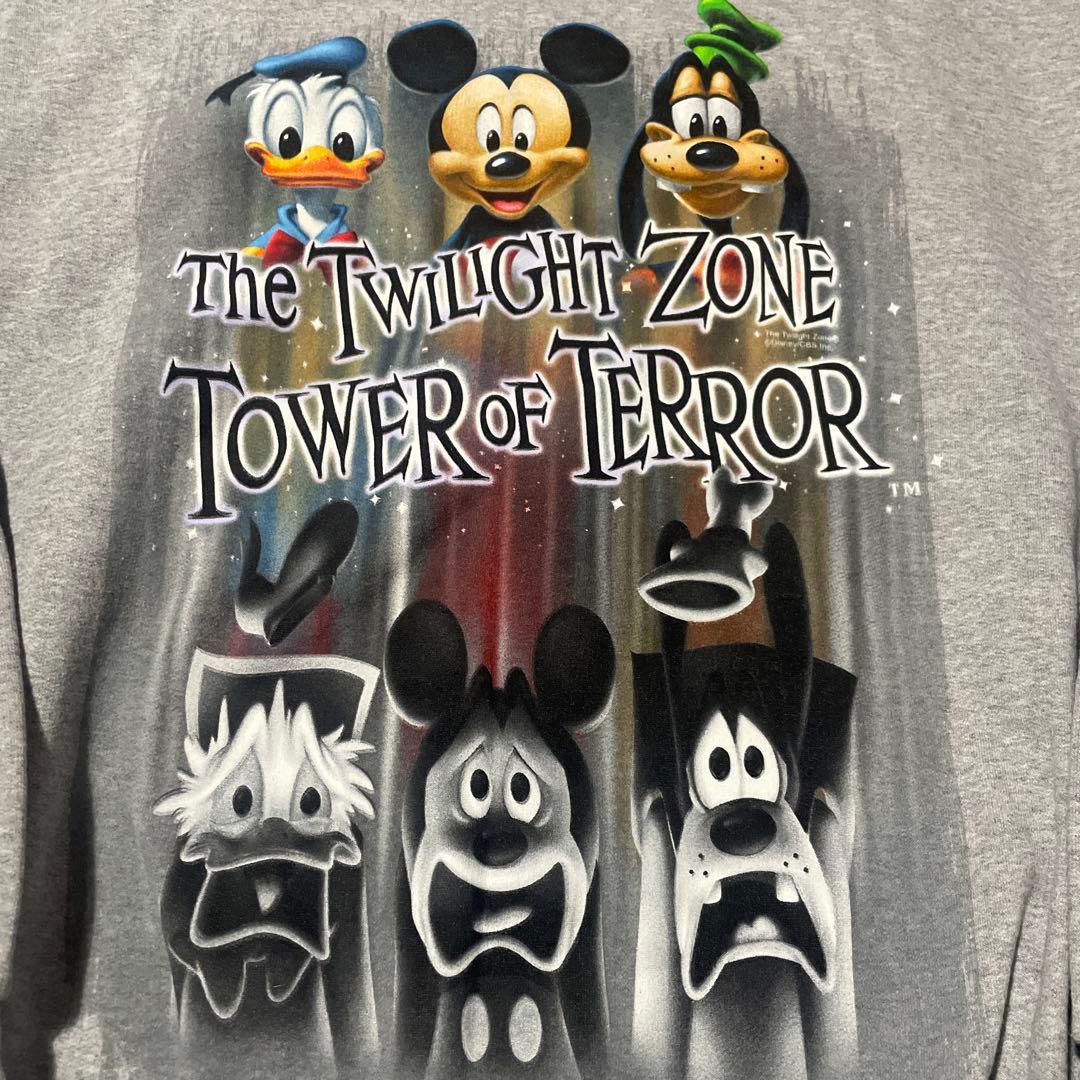 レアサイズ 00s ディズニー タワーオブテラー スウェット グレーL