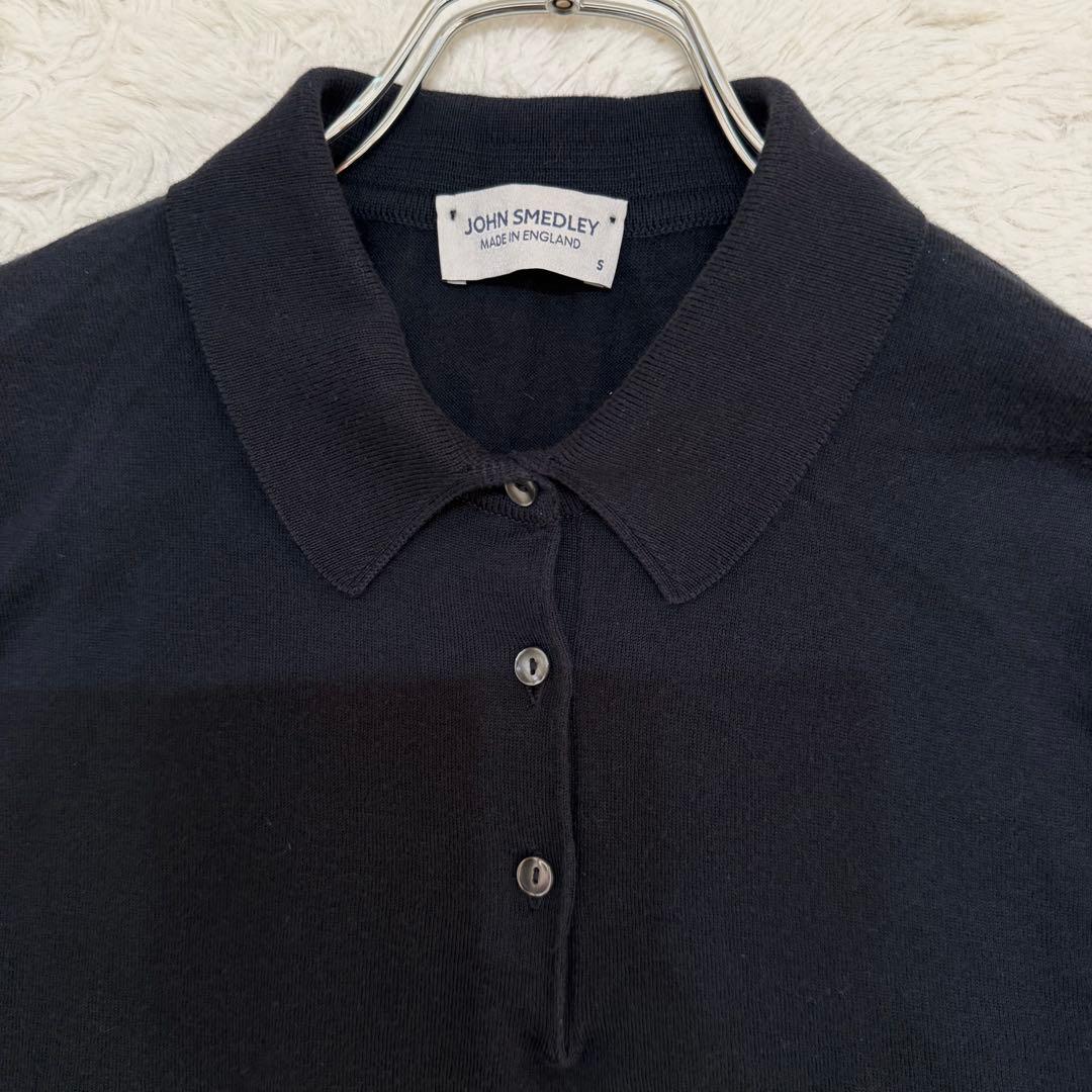 現行 ジョンスメドレー シーアイランドコットン ニットポロ ネイビー