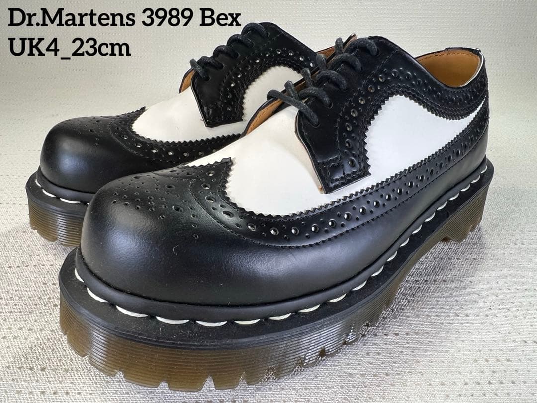UK4_23cm 美品 Dr.Martens 3989 Bex WINGTIP 3989 Bex Smooth Leather Brogue Shoes in Black | Dr. Martens