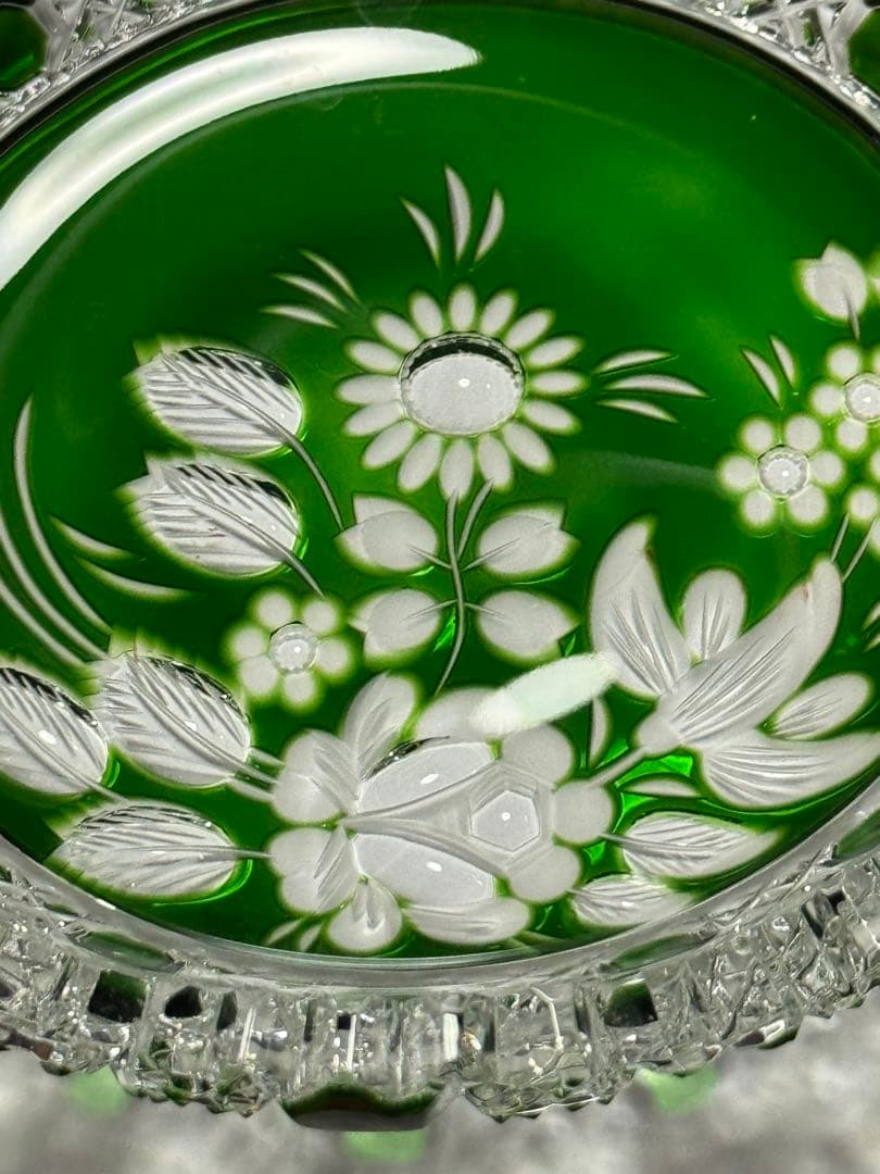 【Meissen】『 クリスタル ガラス 緑被せ』 《ヴィンテージ》《未使用》