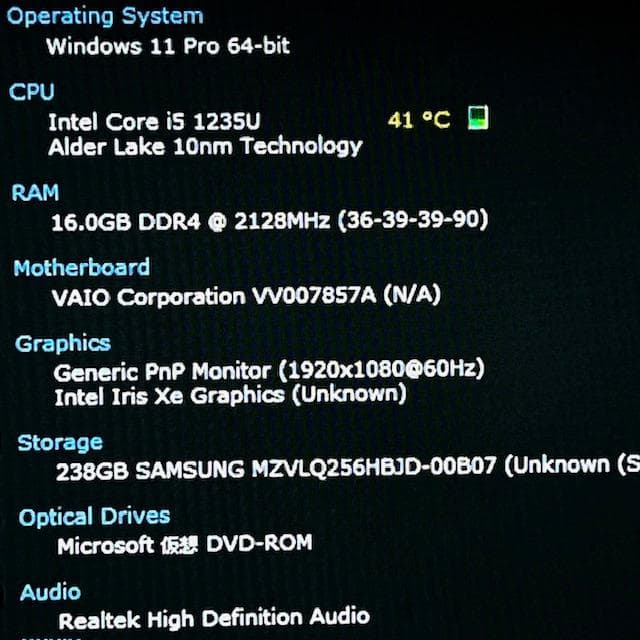 《2022モデル》12世代上級ハイスペック！超速SSD！RAM16GB！VAIO