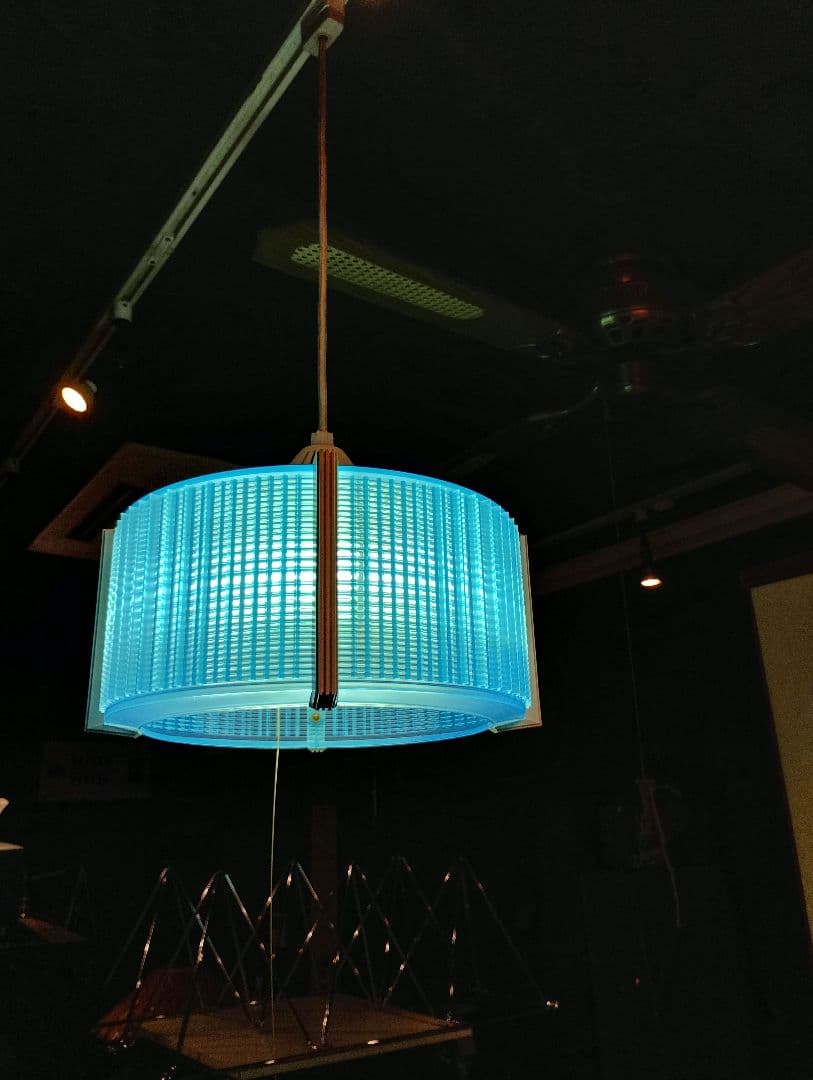 スペースエイジ ペンダントライト ブルー 2灯式 常夜灯 ヴィンテージ