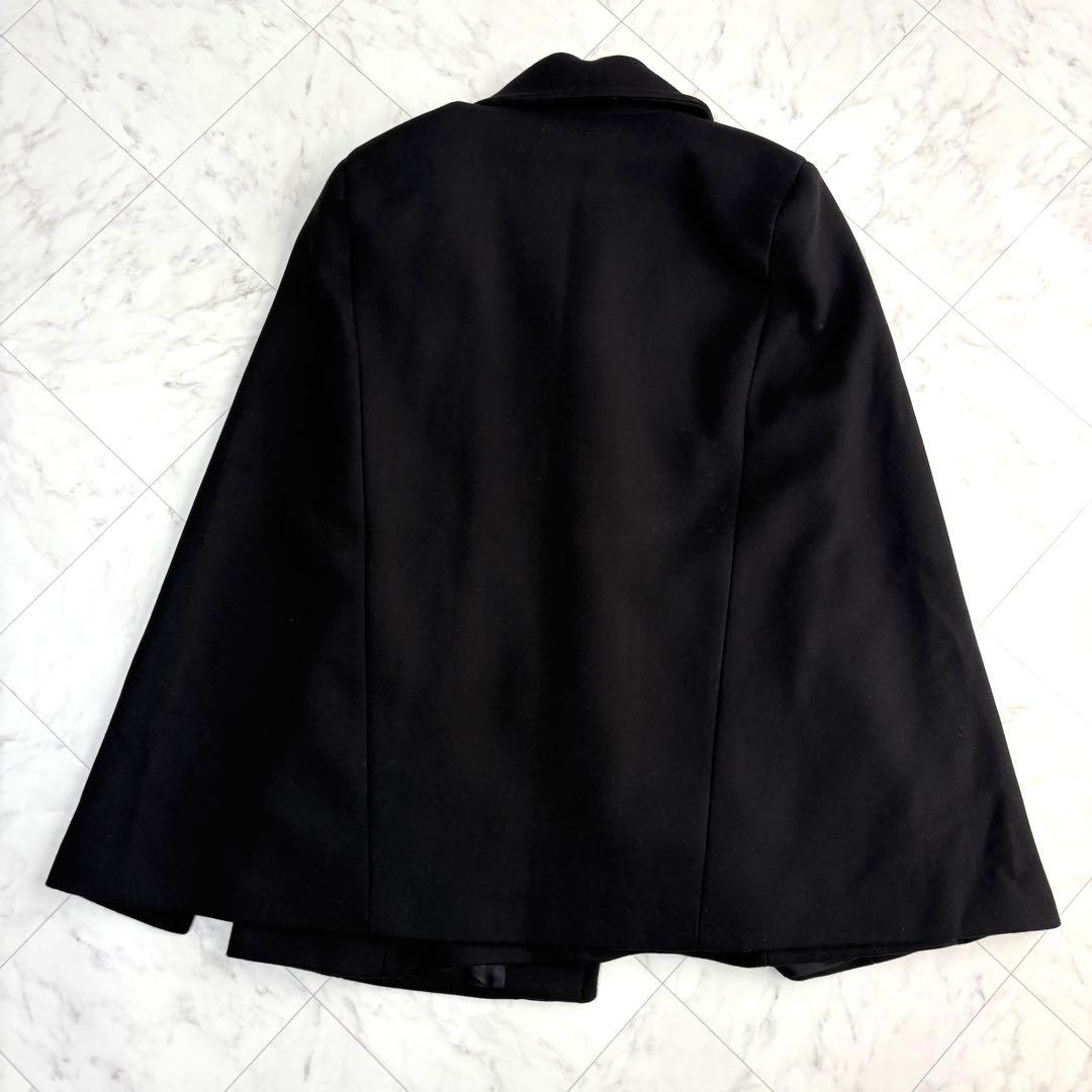 ザラ】ケープコート ポンチョ 金ボタン マンテコ ウール 完売品 黒 M