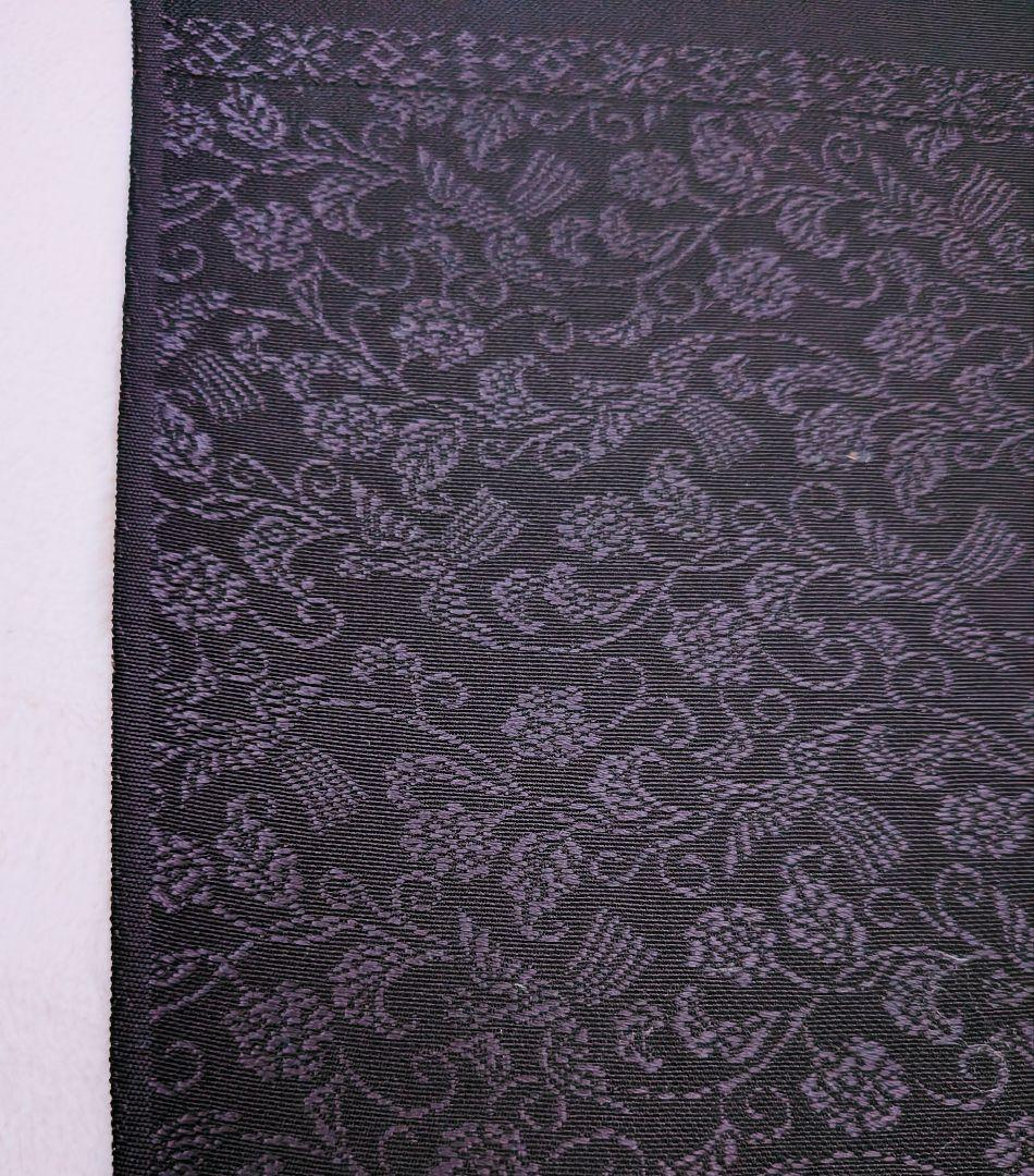 丹後ちりめん正絹 春宮飛翔織 花柄反物 12.3m 綾織 バラ 鳳凰 濃紫 小紋
