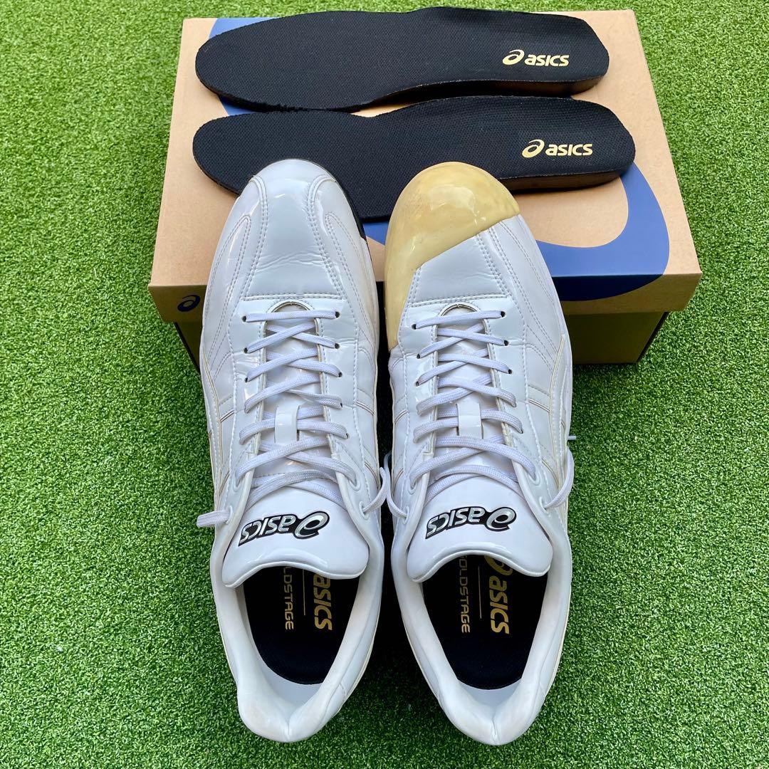 asics オーダースパイク白 (投手用)30.5cm (未使用インソール付き)