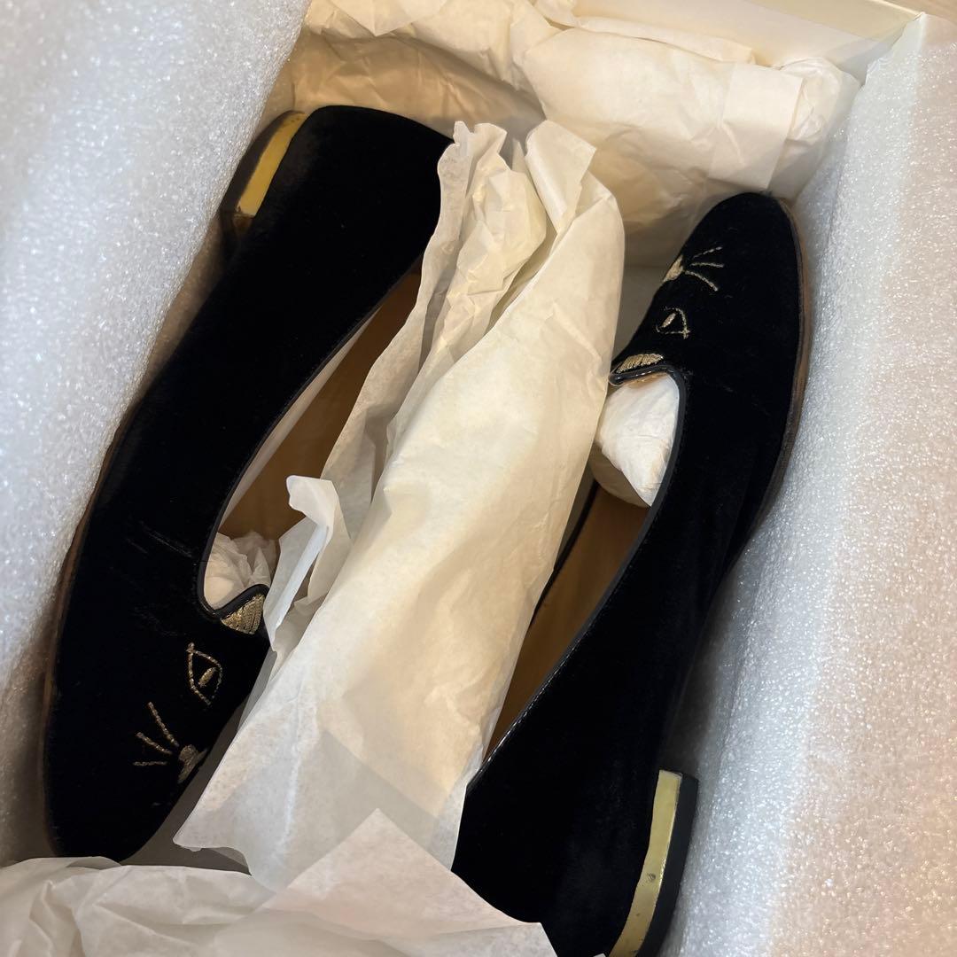 猫の顔フラットシューズ 黒 - メルカリ