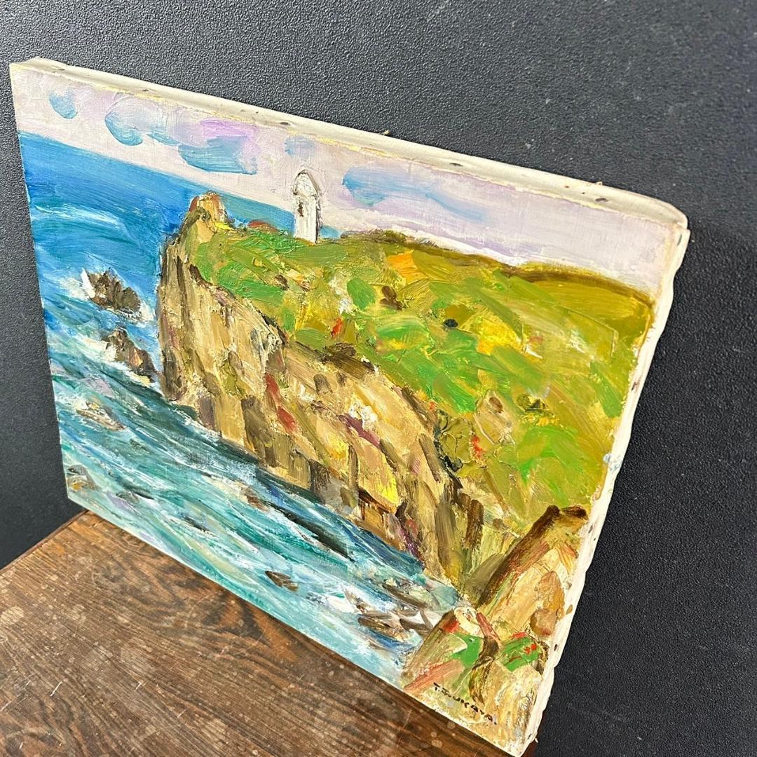 美品 深谷徹「足摺岬」油絵 油彩画 豪華額装 高知県土佐清水市 風景画
