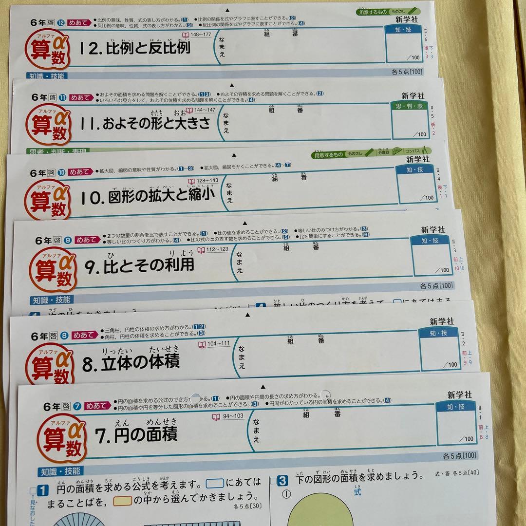 小学校6年生 算数 カラーテスト 答え付き 新学社 - メルカリ