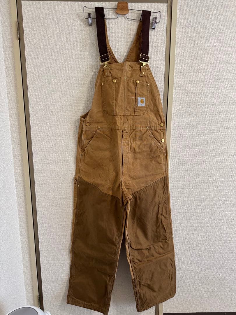 Carhartt ブラウン オーバーオール カーハート ダブルニー - メルカリ