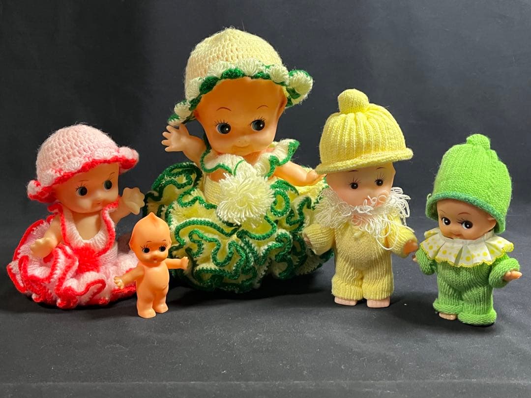 キューピー人形 ソフビ まとめて5体 最大25cm TBN刻印 レトロ手編み服
