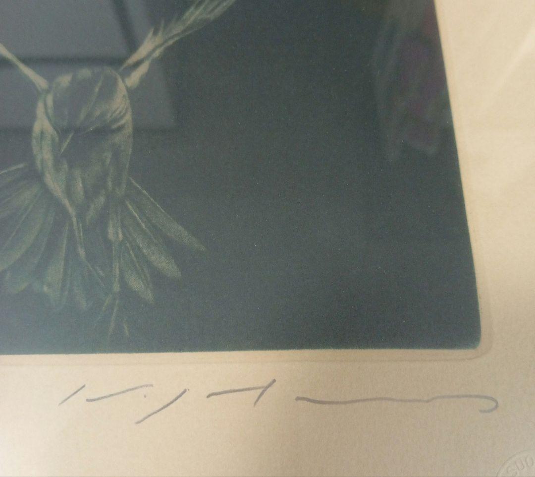 池田満寿夫 メゾチント 鳥のネックレス 79/250 鉛筆サイン入り 真作