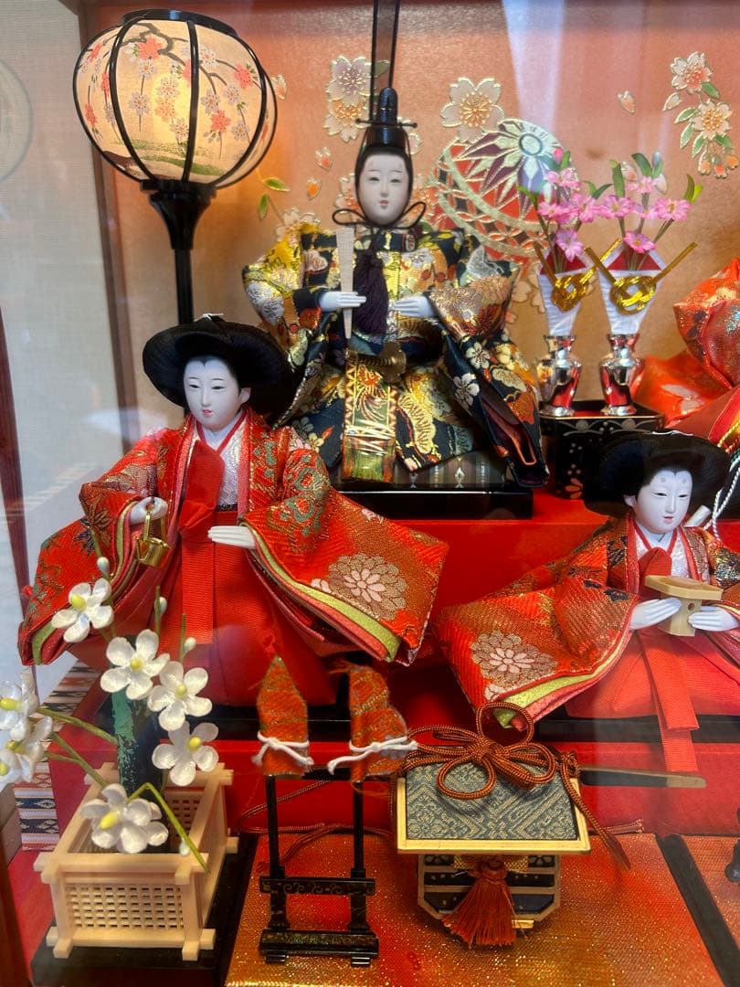 《美品》久月　雛人形　親王官女飾　ガラスケース　オルゴール付き♫